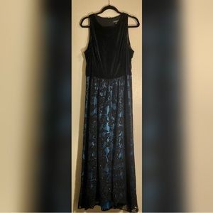 S.L. Fashions women’s velvet laced maxi evening dress. With shaw